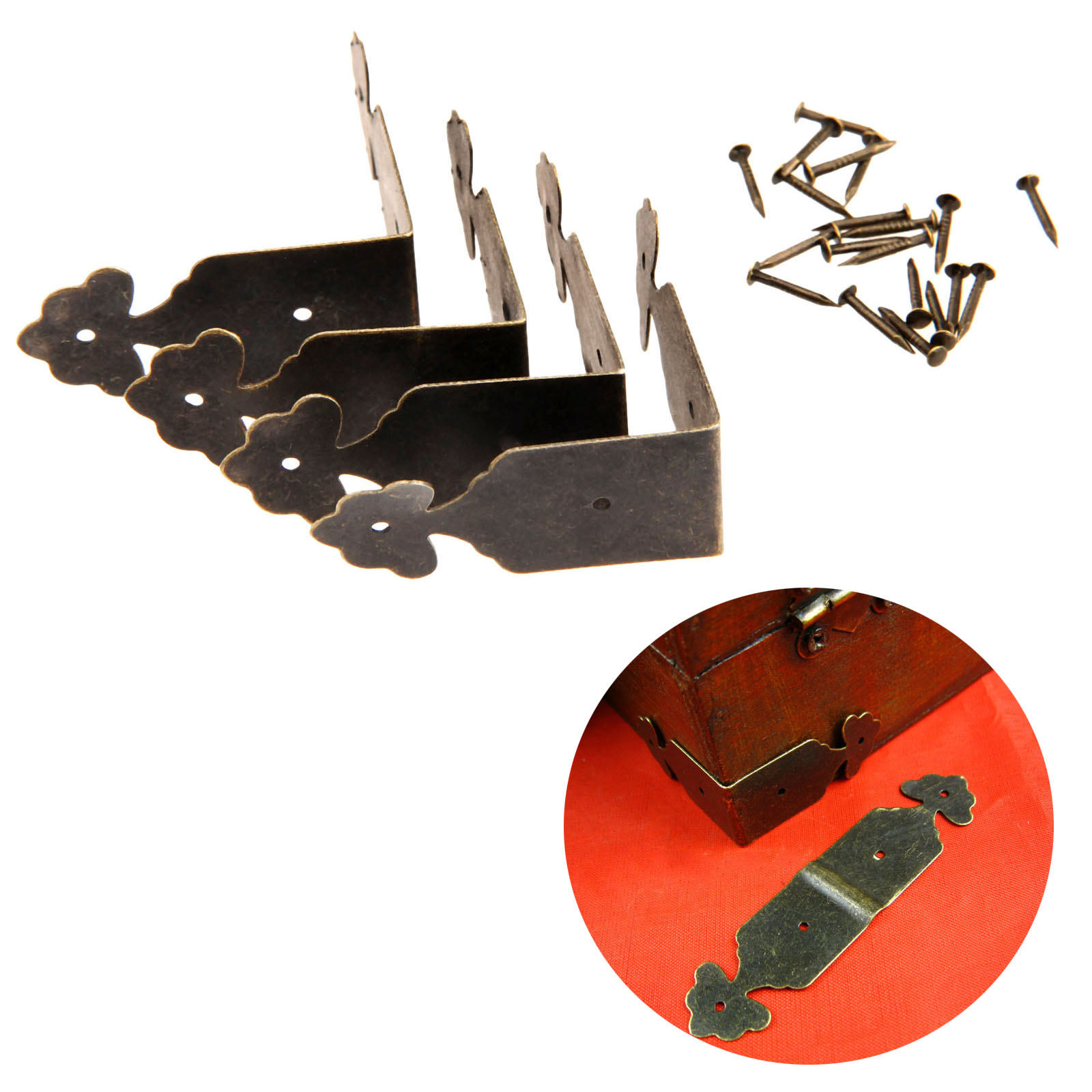Furniture Hardware Nails - 4 قطعة الزخرفية الزاوية حماة الحديد